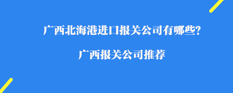 廣西北海港進口報關公司有哪些？廣西報關公司推薦